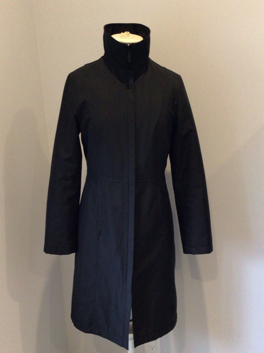 H&M Black Long High-Collar Trench Coat